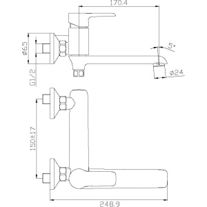 Смеситель для ванны с душем Rossinka W W35-33