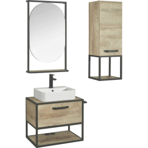 Тумба с раковиной AQUATON Лофт Фабрик 65 дуб эндгрейн со столешницей