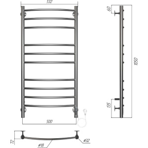 Полотенцесушитель электрический Terminus Классик П10 500х1050