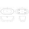 Акриловая ванна BelBagno BB414 170x80 см, отдельностоящая, овальная, со сливом-переливом, с донным клапаном