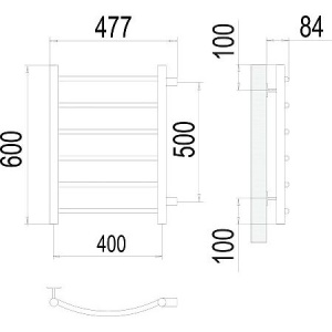 Полотенцесушитель водяной Terminus Классик П6 400x600 с боковым подключением 500