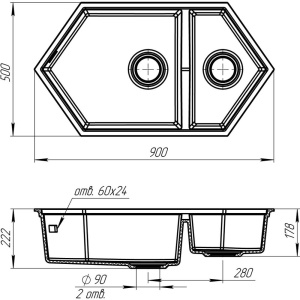 Мойка кухонная KitKraken Creek Creek Grey серая