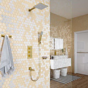 Купить Душевой комплект Timo Tetra-Thermo SX-0199/17SM С ВНУТРЕННЕЙ ЧАСТЬЮ, с термостатом, золото в Москве с доставкой Душевой комплект Timo Tetra-Thermo SX-0199/17SM С ВНУТРЕННЕЙ ЧАСТЬЮ, с термостатом, золото