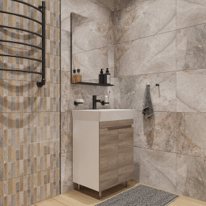 Мебель для ванной DIWO Воронеж 60 напольная, ореховый дубослив, с сифоном