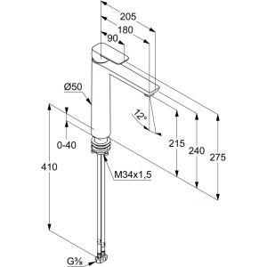 Смеситель для раковины Kludi Pure&Style 402963975 черный матовый
