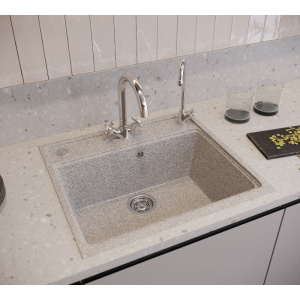 Комплект Мойка кухонная Domaci Бьелла DMC-06 серая + Смеситель Равенна