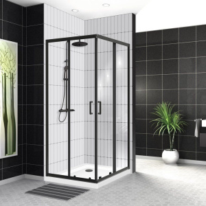 Душевой уголок BelBagno Uno -195 A 2 90 C Nero профиль черный, стекло прозрачное