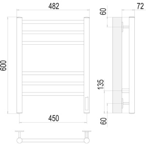Полотенцесушитель электрический Terminus Аврора П6 450x600, матовый чёрный
