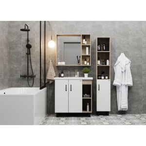 Тумба с раковиной Onika Тимбер 80.10 R, белая, дуб сонома