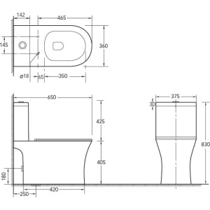 Унитаз-компакт SantiLine SL-5010 безободковый, с микролифтом