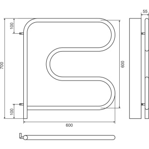 Купить Полотенцесушитель электрический Terminus F-образный 600x600 поворотный в Москве с доставкой Полотенцесушитель электрический Terminus F-образный 600x600 поворотный