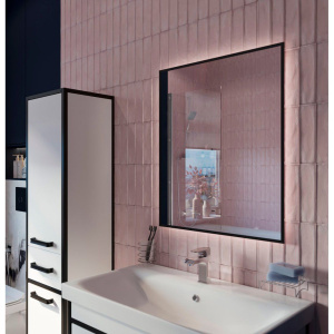 Зеркало DIWO Элиста, 60 черное, с подсветкой, прямоугольное, инфракрасный выключатель, настенное