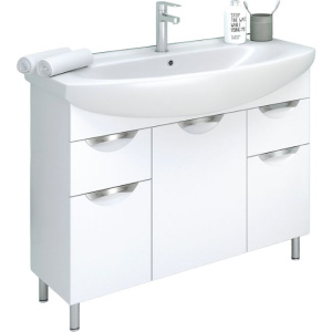 Тумба с раковиной Emmy Милли 105 белая глянцевая, 2 ящика