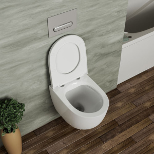 Унитаз подвесной D&K Matrix белый, безободковый, с микролифтом