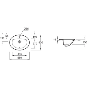 Раковина Jacob Delafon Patio E4155 56 см