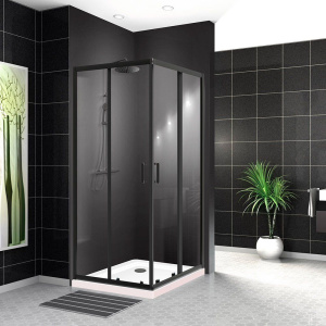 Душевой уголок BelBagno Uno -195 A 2 90 C Nero профиль черный, стекло прозрачное