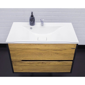 Тумба с раковиной Домино Karat 80, антрацит, дуб вотан Мадера Milen