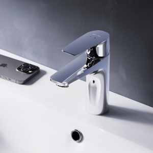 Купить Смеситель для раковины AM.PM Gem F90A82100 с донным клапаном в Москве с доставкой Смеситель для раковины AM.PM Gem F90A82100 с донным клапаном