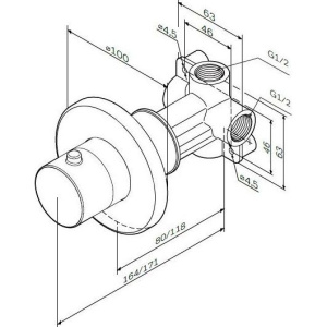 Переключатель потоков AM.PM F0800100 С ВНУТРЕННЕЙ ЧАСТЬЮ, на три потребителя