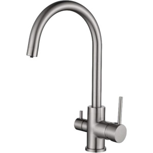 Комплект Мойка кухонная Ulgran U-404 -309 темно-серая + Смеситель Kaiser Merkur 26744-5 серебро