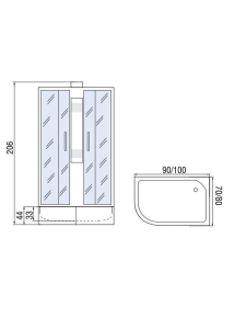 Душевая кабина с поддоном Асимметрия МОНОМАХ Б/К 100/80/44 МЗ R (10000005830)
