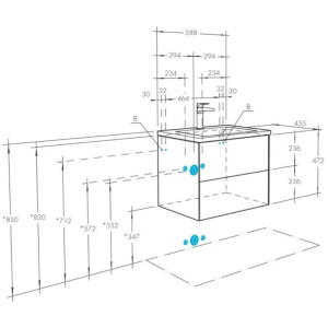 Тумба с раковиной Aquaton Сохо 60 1A2580K1AJ9A0 слэйт, галька серая