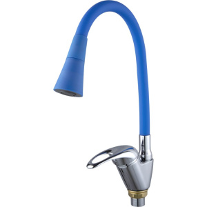 Смеситель для кухни Fashun A4403+A7351 с гибким изливом, хром, синий