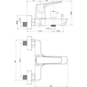 Купить Смеситель для ванны с душем Paini Bari RTYO111 черный матовый в Москве с доставкой Смеситель для ванны с душем Paini Bari RTYO111 черный матовый