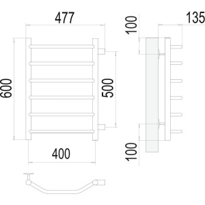 Купить Полотенцесушитель водяной Terminus Виктория П6 400x600 с боковым подключением 500 в Москве с доставкой Полотенцесушитель водяной Terminus Виктория П6 400x600 с боковым подключением 500