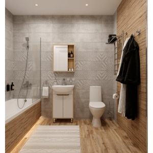 Мебель для ванной DIWO Углич 50, в скандинавском стиле, белый, под дерево