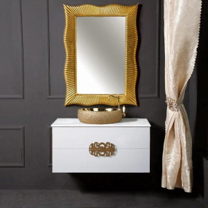 Тумба с раковиной Armadi Art NeoArt 100, белая с ручками Ajur золото