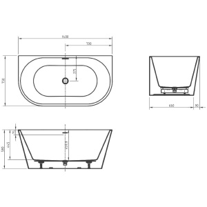 Акриловая ванна BelBagno BB710-1400-750 140x75 см, овальная, со сливом-переливом, с донным клапаном