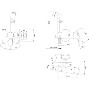 Гигиенический душ D&K Rhein Marx DA1394581 со смесителем, С ВНУТРЕННЕЙ ЧАСТЬЮ