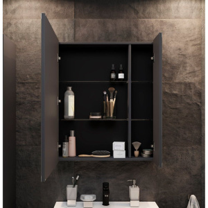 Зеркало-шкаф STWORKI Кронборг 70 навесное, в стиле лофт, антрацит, прямоугольное