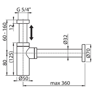 Сифон для раковины Ravak X01371, хром