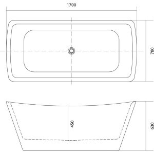 Акриловая ванна Акватек Верса AQ-4777 170x80 см, отдельностоящая, с ножками, со сливом-переливом