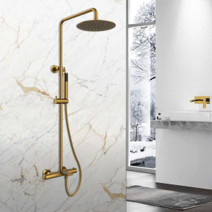 Душевая стойка Vincea Vogue VSFS-1V1TBG с термостатом, брашированное золото