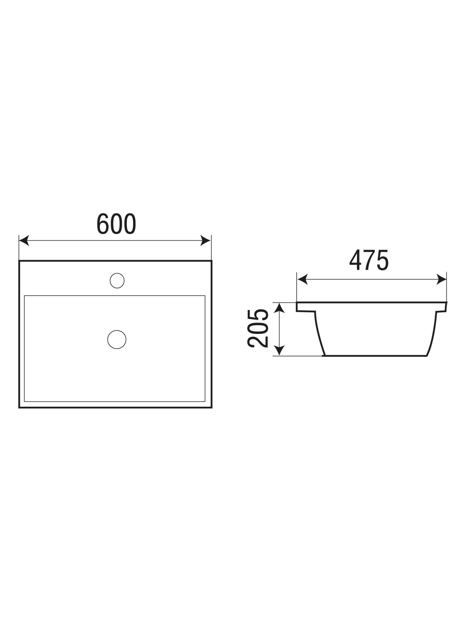 Раковина врезная 600х475х205 WeltWasser DEILBACH 7608-60 (10000004637)