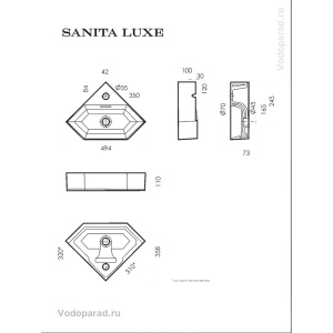 Купить Раковина подвесная Sanita Luxe Line 50 WB.CR/Line/35-C/WHT.G/S1 белая в Москве с доставкой Раковина подвесная Sanita Luxe Line 50 WB.CR/Line/35-C/WHT.G/S1 белая