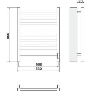 Полотенцесушитель электрический Ника Step 2 80/50, матовый черный RAL9005