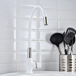 Купить Смеситель для кухни РМС SL123W SL123W-016F-1, белый, хром в Москве с доставкой Смеситель для кухни РМС SL123W SL123W-016F-1, белый, хром