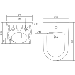 Биде подвесное Акватек Оберон AQ0516-00