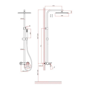 Душевая стойка D&K Bayern.Liszt DA1513706A04 серый графит