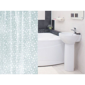 Штора для ванной Ridder Aquamod Schneeflocke 303151 прозрачная с белыми кругами