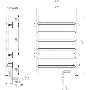 Купить Полотенцесушитель электрический Domoterm Аврора DMT 109-6 60х40, R, черный матовый в Москве с доставкой Полотенцесушитель электрический Domoterm Аврора DMT 109-6 60х40, R, черный матовый