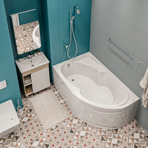 Акриловая ванна 1MarKa Diana L 150x90 см, угловая, с каркасом, асимметричная