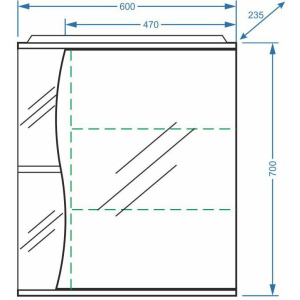 Купить Зеркало-шкаф Stella Polar Волна Верея R 60 с подсветкой в Москве с доставкой Зеркало-шкаф Stella Polar Волна Верея R 60 с подсветкой