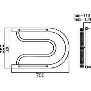 Полотенцесушитель водяной Terminus Фокстрот 320x700