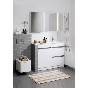 Тумба с раковиной Aqwella Forma с бельевой корзиной справа