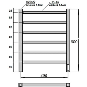 Полотенцесушитель электрический Grois Alex 101 40х60 черный